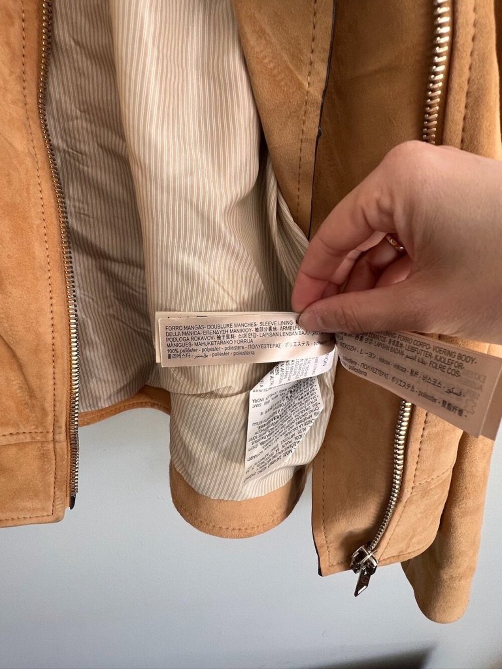 Massimo Dutti Goat Suede Moto Jacket Camel Tan Leather Size M - Picture 9 of 16